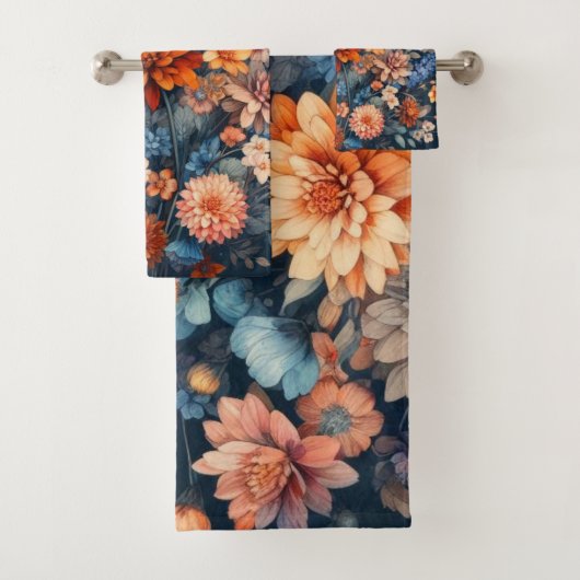 水彩イラストレーション素朴ヴィンテージ エレガント バスタオルセット (インサイチュ)