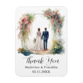 水彩イラストレーション結婚サンキューカード マグネット (縦)
