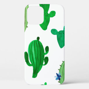 水彩イラストレーション緑インキ砂漠サボテン iPhone 12ケース