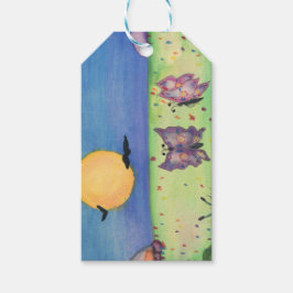 水彩イラストレーション蝶ラブカップル ギフトタグ