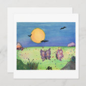 水彩イラストレーション蝶ラブカップル 招待状 (正面/裏面)