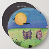 水彩イラストレーション蝶ラブカップル 缶バッジ (正面&裏面)