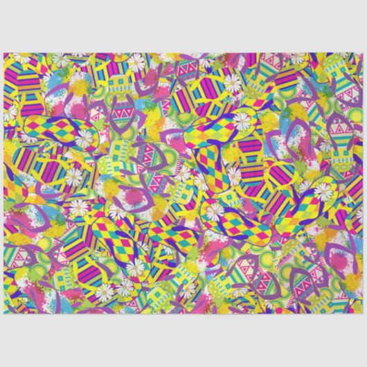 水彩イラストレーション、フリップフロップパターン 薄葉紙 (正面)