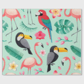 水彩イラストレーション（鳥、熱帯花） ラッピングペーパー (フラット)