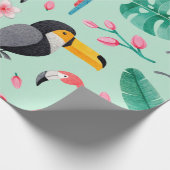 水彩イラストレーション（鳥、熱帯花） ラッピングペーパー (角)