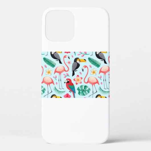 水彩イラストレーション（鳥、熱帯花） Case-Mate iPhoneケース (裏面)