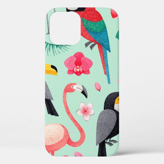 水彩イラストレーション（鳥、熱帯花） Case-Mate iPhoneケース (裏面)