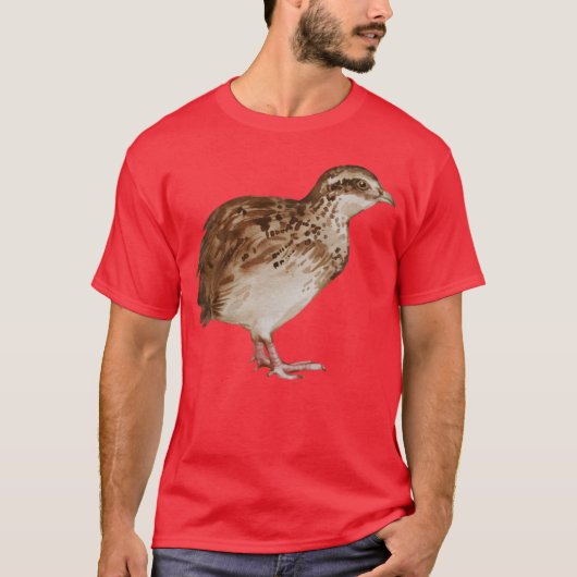 水彩イラスト 農場の鳥 うずらの友達 Tシャツ (正面)