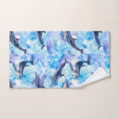水彩イルカの魚の継ぎ目 バスタオルセット (ハンドタオル)
