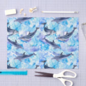 水彩イルカの魚の継ぎ目 薄葉紙 (クラフト)