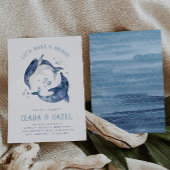 水彩イルカ共同誕生日招待状 招待状