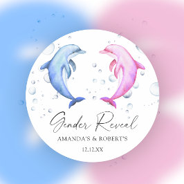 水彩イルカ性別の表示 ラウンドシール