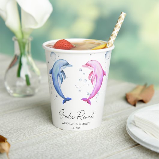水彩イルカ性別の表示 紙コップ (インサイチュ)