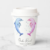 水彩イルカ性別の表示 紙コップ (裏面)