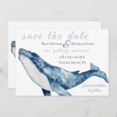 水彩イルカ ウェディング ビーチ 海 セーブザデート (正面/裏面)