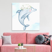 水彩イルカ キャンバスプリント (インサイチュ (リビング))