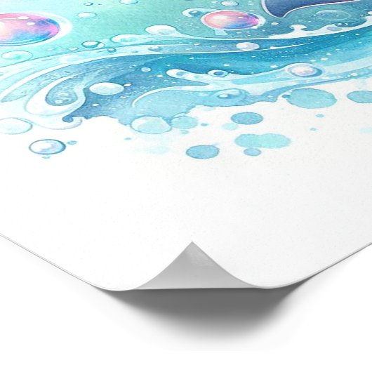 水彩イルカ ポスター (角)