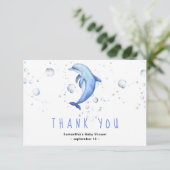 水彩イルカ – 感謝してい赤ちゃんシャワー サンキューカード (スタンド正面)
