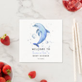 水彩イルカ WELCOME TO ベビーシャワー スタンダードカクテルナプキン (インサイチュ)