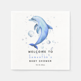 水彩イルカ WELCOME TO ベビーシャワー スタンダードカクテルナプキン