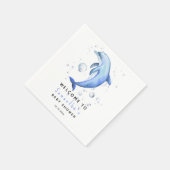 水彩イルカ WELCOME TO ベビーシャワー スタンダードカクテルナプキン (角)