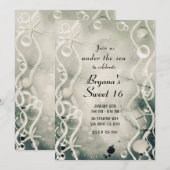 水彩インクのしぶきパールグレー海中スイート 招待状 (正面/裏面)