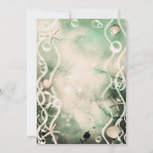 水彩インクの飛沫 オリーブ アンダーザシー スウィート16 招待状 (裏面)