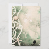 水彩インクの飛沫 オリーブ 海の中のウェディング 招待状 (裏面)