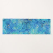 水彩インクブルー&金ゴールド – モノグラム+名前 ヨガマット (正面(横))