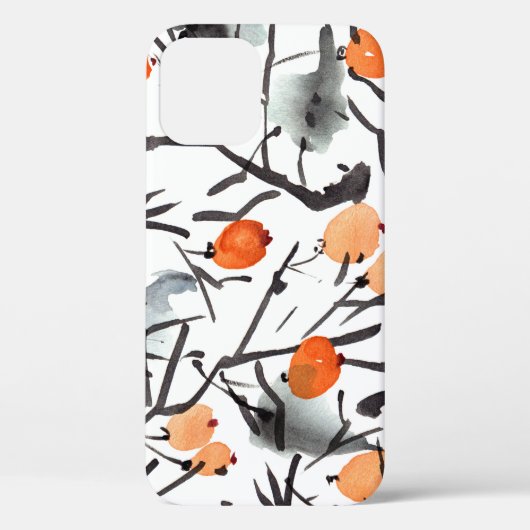 水彩インクベリー葉イラストレーション Case-Mate iPhoneケース (裏面)
