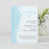 水彩インク洗浄テクスチャボーイベビー散布 招待状 (スタンド正面)