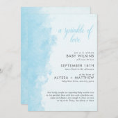 水彩インク洗浄テクスチャボーイベビー散布 招待状 (正面/裏面)