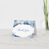 水彩インジゴ海航海のシャワー誕生日 サンキューカード (正面)