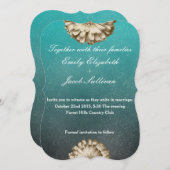 水彩インスパイアゴー結婚ルデンデイジー-ティール(緑がかった色) セーブザデート (正面/裏面)