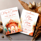 水彩インディアン結婚のテンプレート、マンダプシーク 招待状