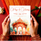 水彩インディアン結婚のテンプレート、マンダプシーク 招待状