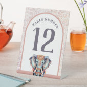 水彩インディアン結婚の象表の番号 台座サイン (インサイチュ)