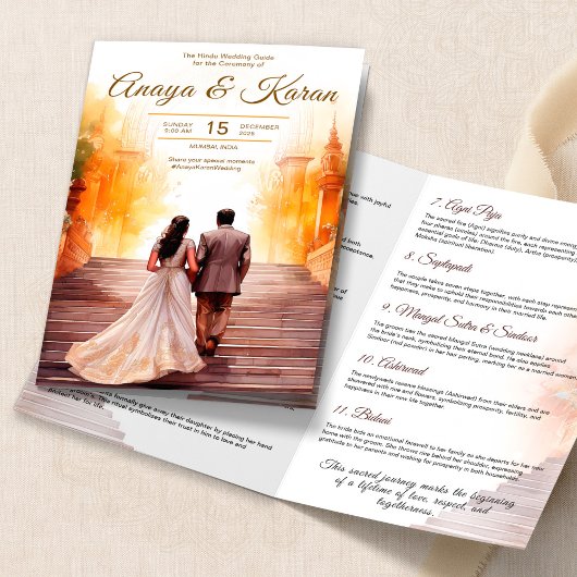 水彩インディアン結婚式 プログラムヒンドゥー式 チラシ