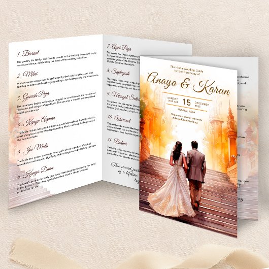 水彩インディアン結婚式 プログラムヒンドゥー式 チラシ