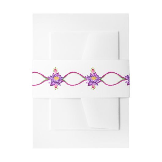 水彩インディアン蓮の花 招待状ベリーバンド (正面例)