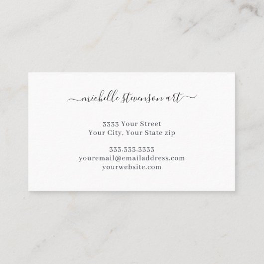 水彩インディゴブルーと金ゴールド抽象芸術スクリプトバス 名刺 (裏面)