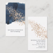 水彩インディゴブルーと金ゴールド 名刺 (正面/裏面)