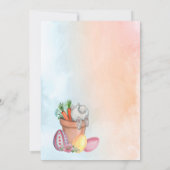 水彩イースターの朝食と卵の宝探し ウサギ 招待状 (裏面)