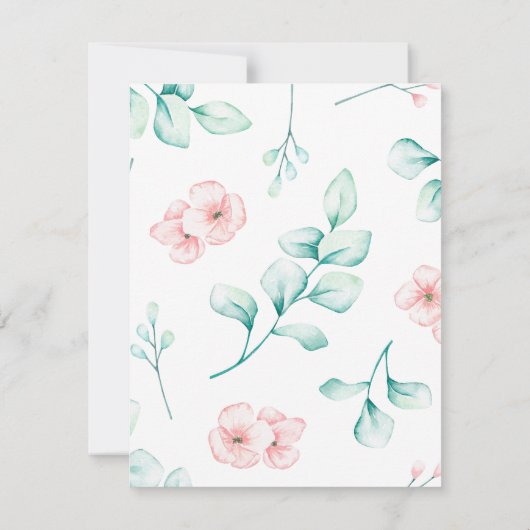 水彩イースターウサギ花飾りゴールドリース 招待状 (裏面)