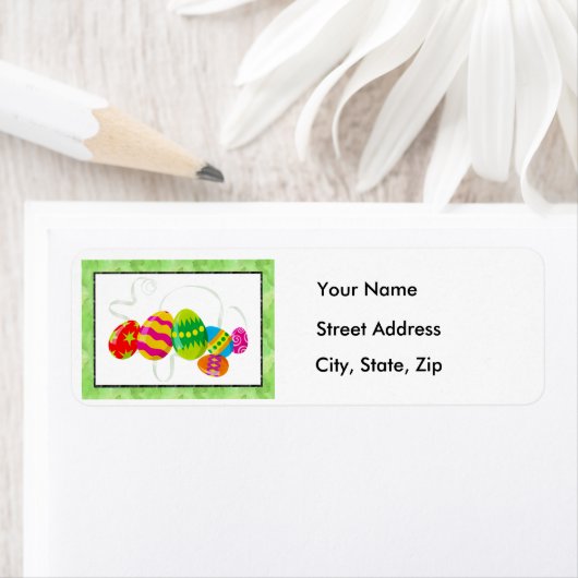水彩イースターエッグ差出人住所ラベル ラベル (インサイチュ)