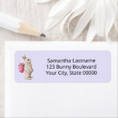 水彩イースターエッグ狩りバニーバスケットラベンダー ラベル (インサイチュ)