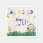 水彩イースターエッグ狩りパーティー スタンダードカクテルナプキン (正面)