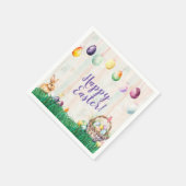 水彩イースターエッグ狩りパーティー スタンダードカクテルナプキン (角)