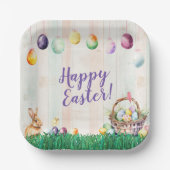 水彩イースターエッグ狩りパーティー ペーパープレート (正面)