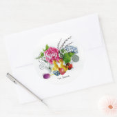 水彩イースターエッグ、アヒル&春の花 ラウンドシール (封筒)